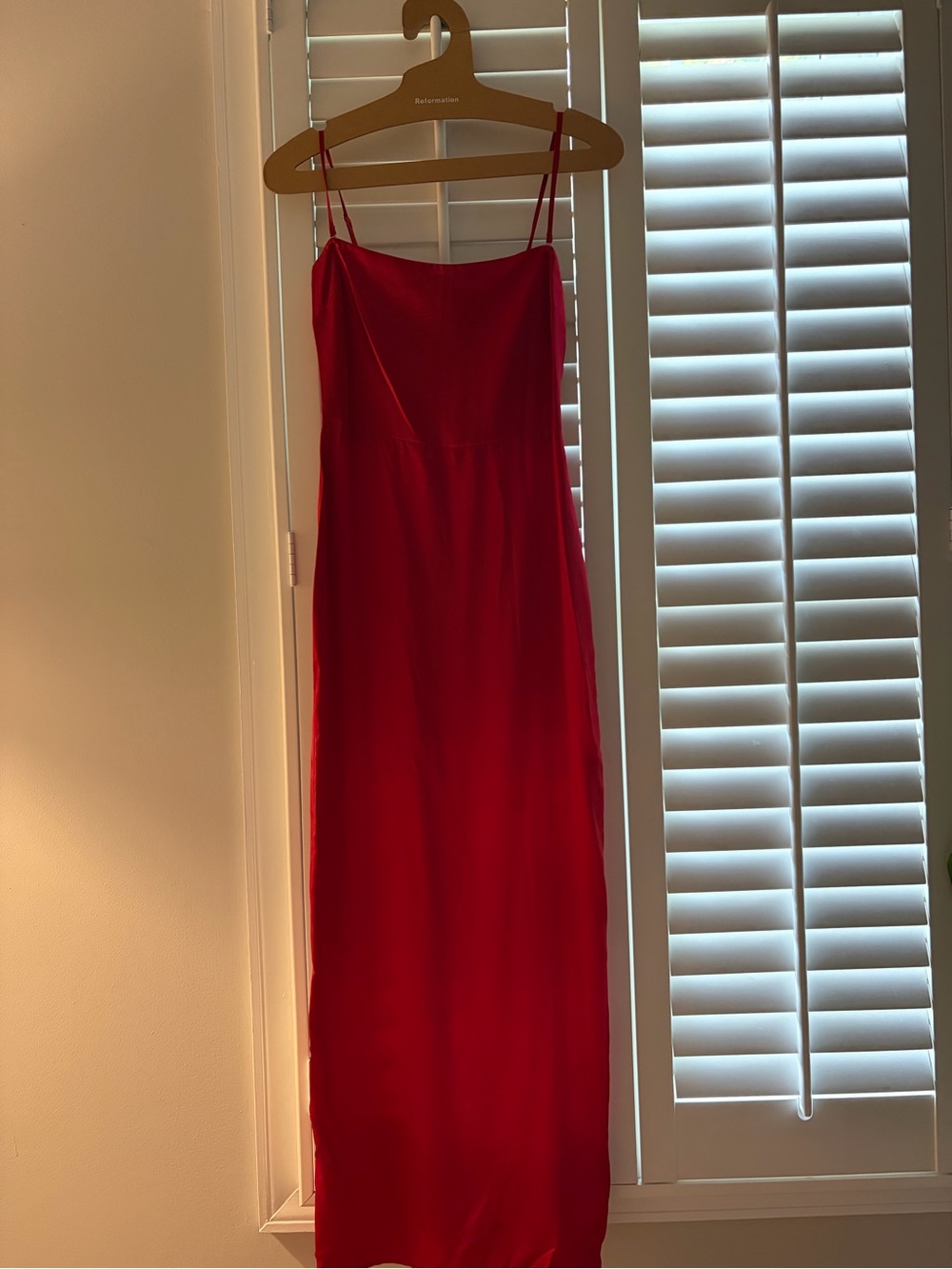 Reformation Red silk Slip Dress with Spaghetti Straps size 4P